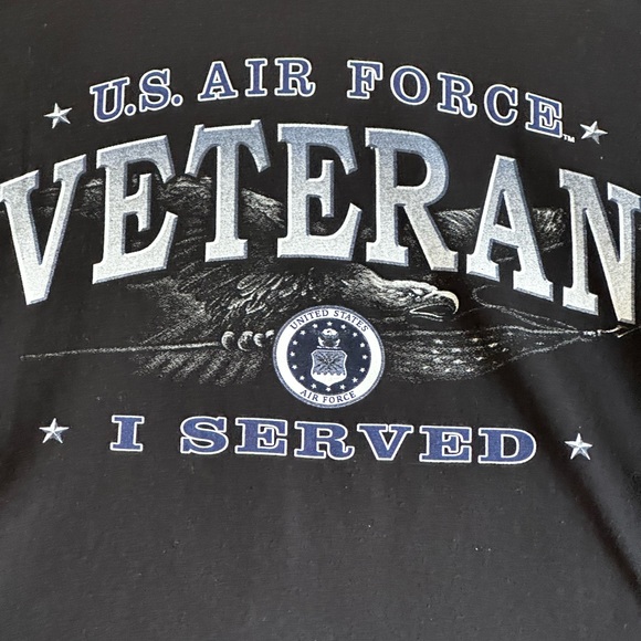 BAYSIDE AIR FORCE VETERAN I SERVE BLACK T-SHIRT SZ LARGE - Picture 8 of 8